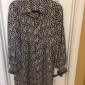 JODIFL Black and White Geometric Midi Dress